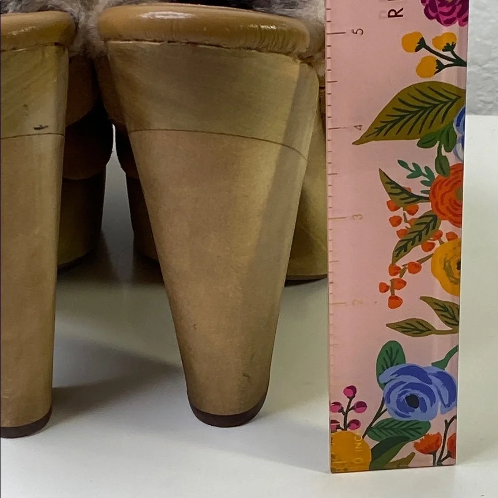 Clearance! Michael Kors‎ Tan Fur-Lined Studded Platform High Heel Mules Sz 9.5